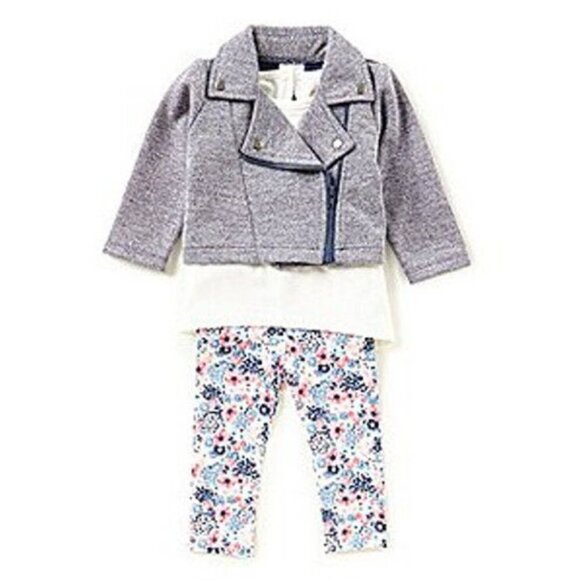 Starting Out 3PC Floral Set, White Shirt, Navy Blue Jacket, Pink & Blue Pants! - Picture 1 of 6